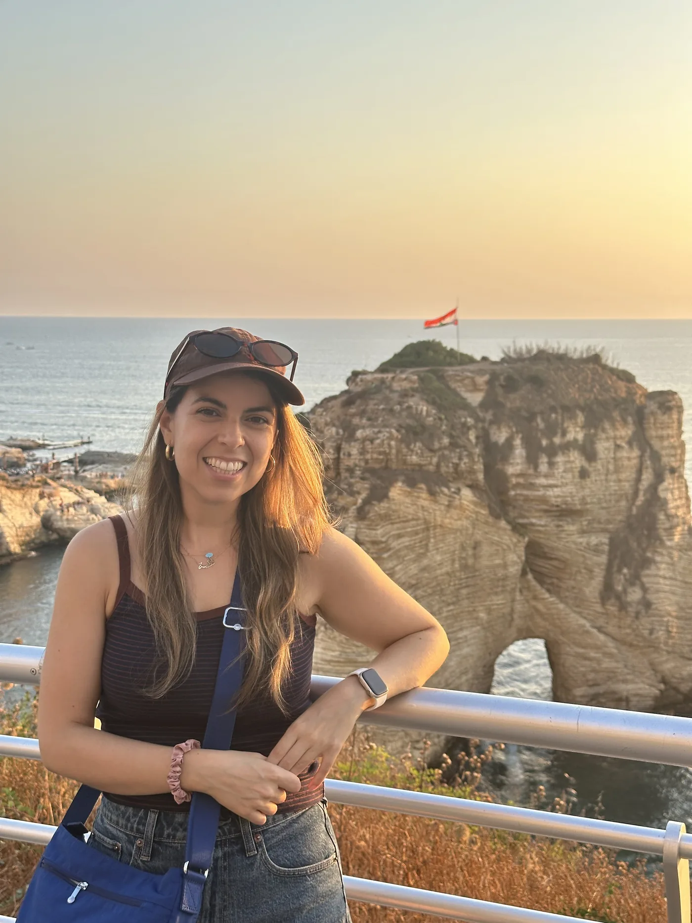 Dania Abdulhamid at Raouch&eacute; in Beirut at sunset.