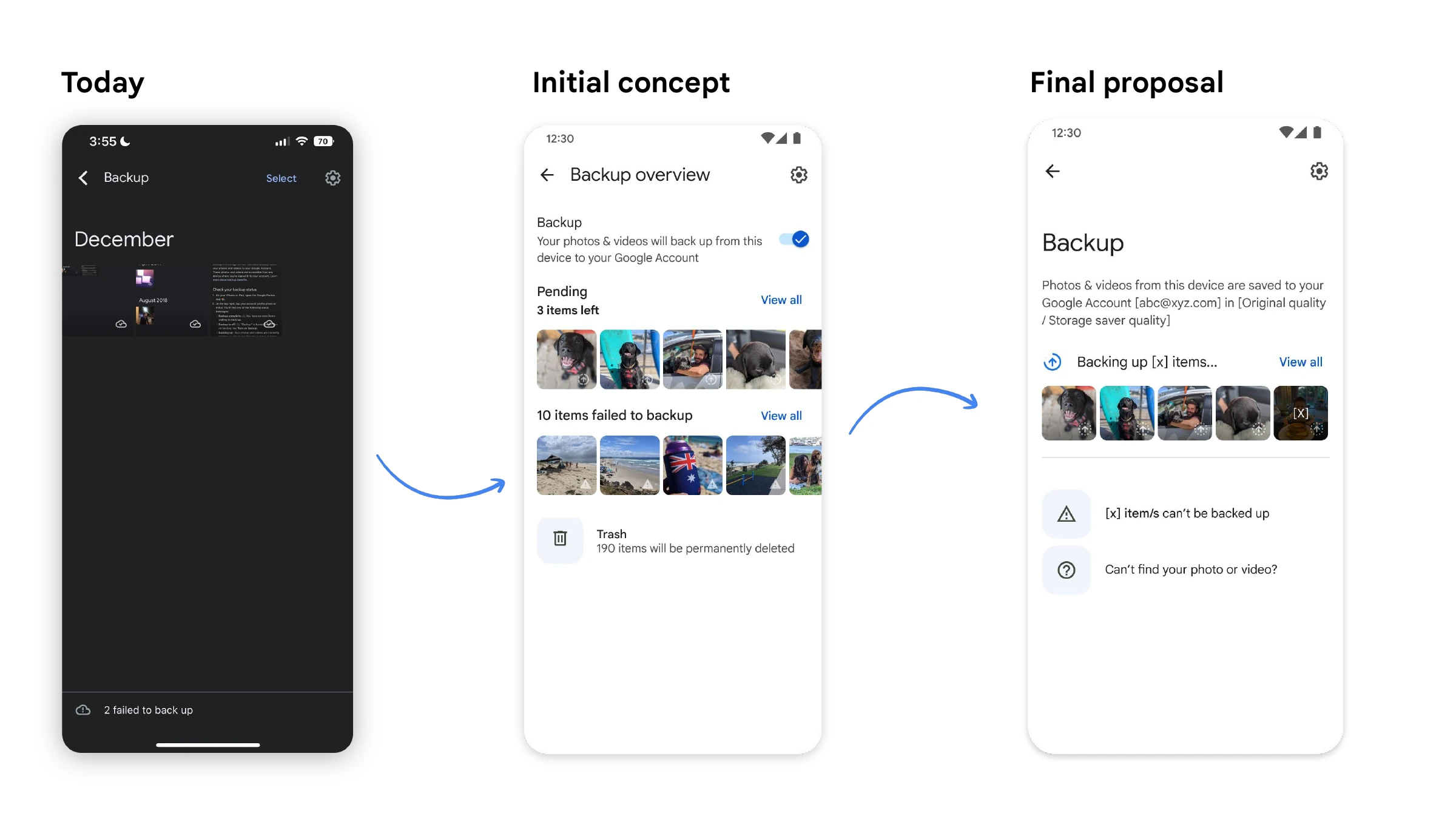Today, initial concept, final proposal
