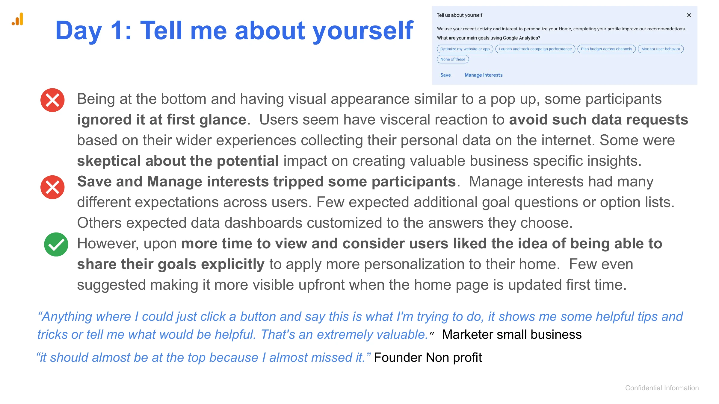 Day 1: Tell me about yourself — ●    Being at the bottom and having visual appearance similar to a pop up, som
