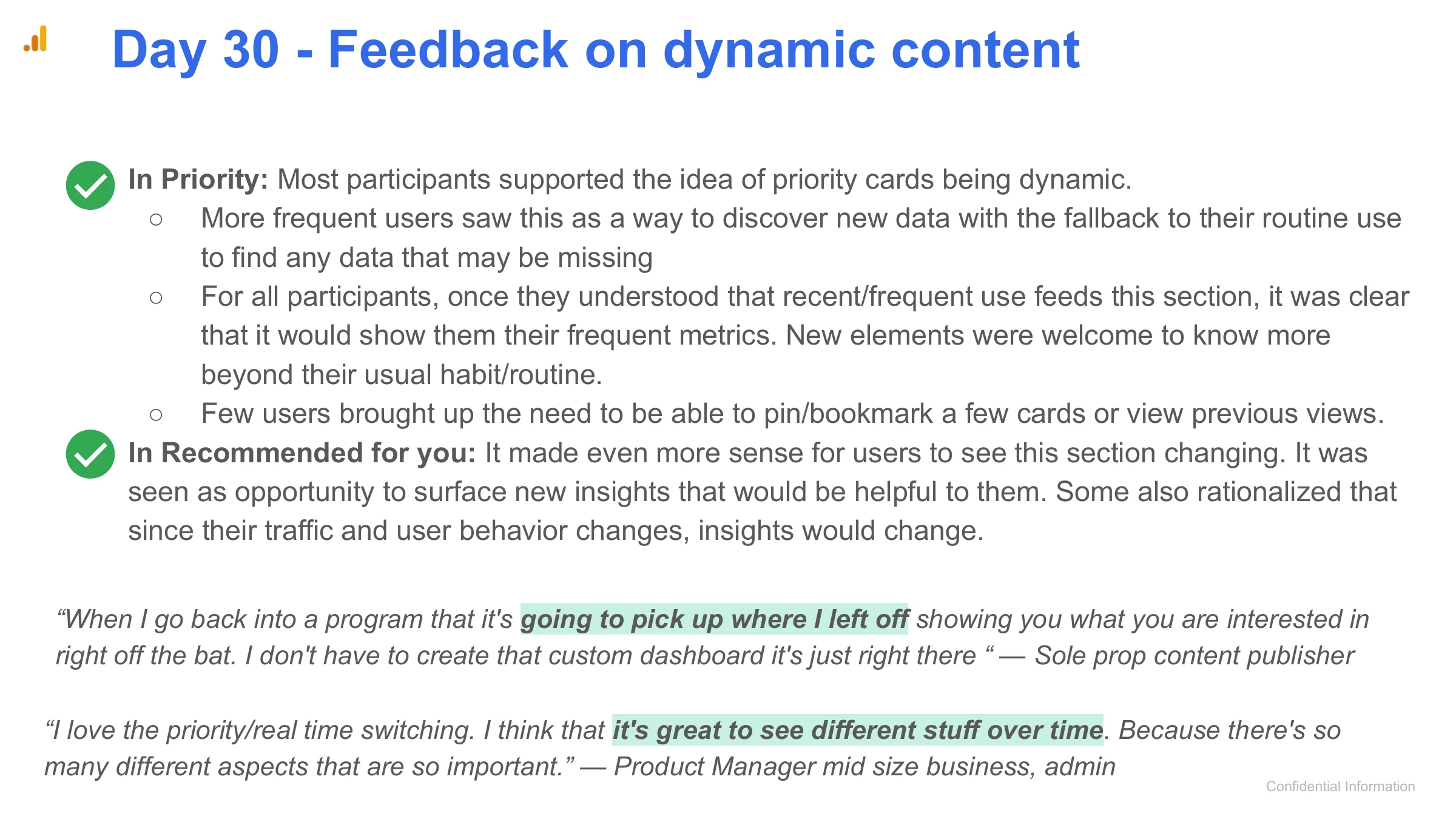 Day 30 - Feedback on dynamic content